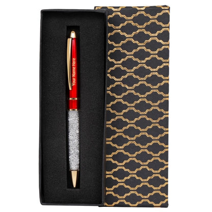 Personalised Red Crystal Pen in Gift Box