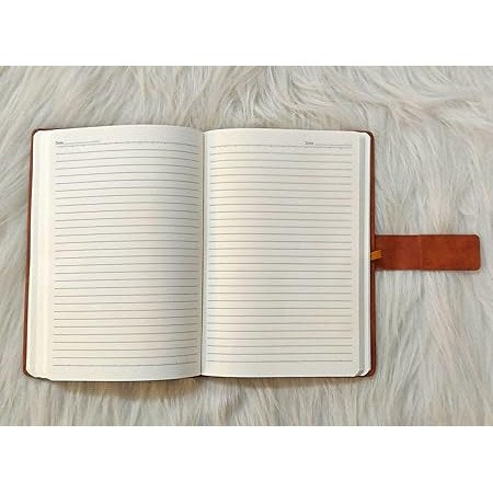 Personalized Leather Diary with Card Holder, Document Organizer, Magnetic Lock, Brown