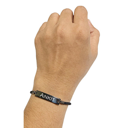 Name Bracelet with Loop Lock, Color : Black