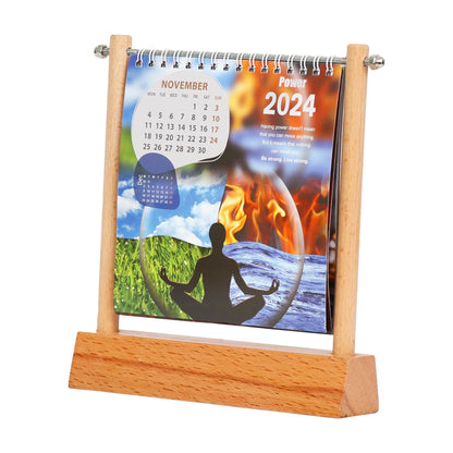 2024 Table Calendar with Wooden Base