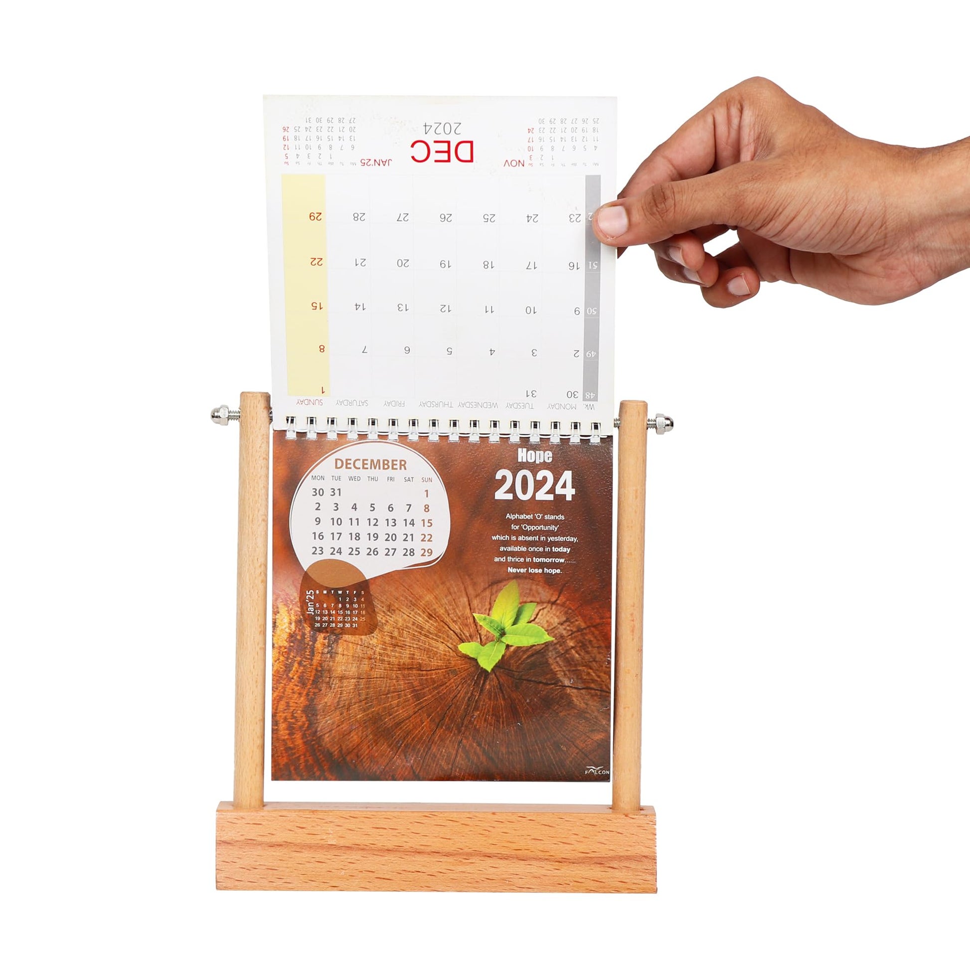 2024 Table Calendar with Wooden Base