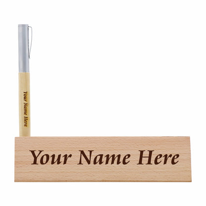 Desk Name Plate with Wooden Gel Pen