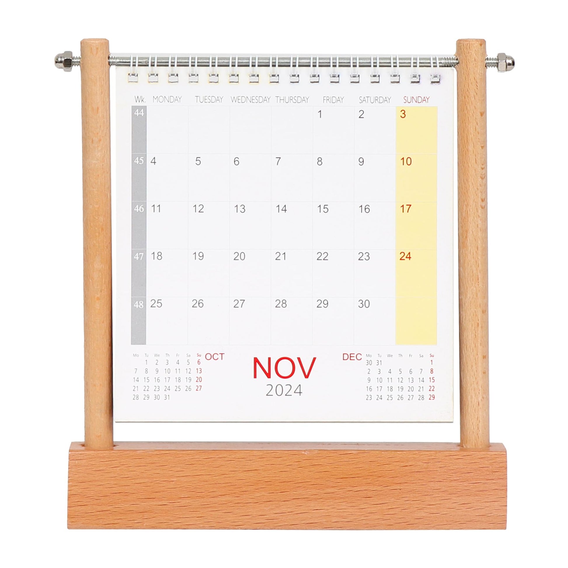 2024 Table Calendar with Wooden Base