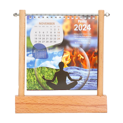 2024 Table Calendar with Wooden Base